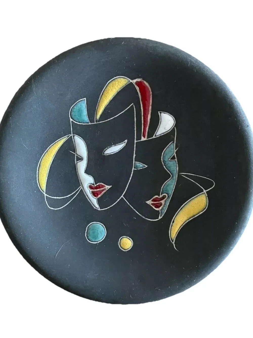 Vintage Keto Keramik Double Mask Ring Dish